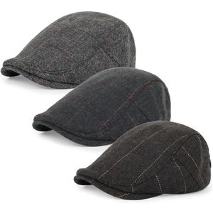 3Pcs Cotton Newsboy Hat for Men Cool Adjustable Flat Cap