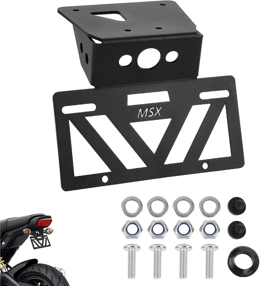 Grom Fender Eliminator 2024 Grom Tail Tidy 2025 Grom License Plate Bracket Mount Holder Fit with OEM & Aftermarket Turn Signals MSX125 2025 2024 2023 2022