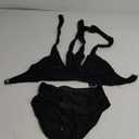 Blooming Jelly Women's High Waisted Bikini Sets Two Piece Swimsuit Front Tie Knot Bathing Suit Black M