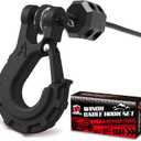3/8" Winch Hook & Winch Cable Hook Stopper Sets, Heavy Duty Grade 70 Forged Steel Recovery Hook with Safety Latch, Included Allen Wrench,Max 37,478 Lbs, Matte Black