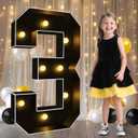 Pooqla 3FT Marquee Light Up Numbers, Black Lighted Party Decor for her him Women Men, Giant Mosaic Light Up Numbers for 3rd 13th 30th Birthday Anniversary Decoration, Number 3