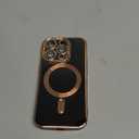 Dinick Designed for iPhone 14 Pro Case with Magnetic [Built-in Camera Cover] Compatible with MagSafe Soft TPU Glitter Cover Anti-Scratch Protective Slim for iPhone 14 Pro Case Black and Gold