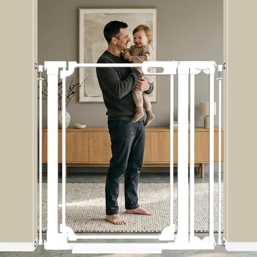 40" Extra Tall Clear Acrylic Dog Gate 29.52-37.79" Wide Indoor White