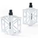 GPMTER Bike Pedals 9/16 for MTB, Mountain Road Bicycle Flat Pedal, with 16 Anti-Skid Pins -Universal Lightweight Aluminum Alloy Platform Pedal for Travel Cycle-Cross Bikes etc (White2)
