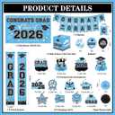 Graduation Decorations 2026 Light Blue Party Decor Set with Congrats Grad Banner, Class of 2026 Backdrop, Balloons, Box & Streamers Supplies for High School & College Celebrations
