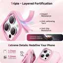 Stronger Magnetic & Shockproof for iPhone 16 Pro Case,Fit for MagSafe, with Screen Protector & Wrist Strap, Military-Grade Drop, Translucent Slim for iPhone 16 Pro Case, Chalk Pink