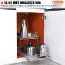VEVOR Pull Out Cabinet Organizer, 14" Wx21.2 Dx15.2 H Heavy 2 Tier Duty Slide Out Pantry Shelves, Chrome-Plated Steel Roll Out Drawer for Under Sink, 15.5" Wx22.5 Dx19 H Install Size for Cabinet