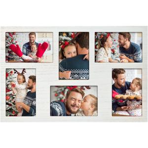 MONT PLEASANT 4x6 Collage Picture Frame Family Photos Display - 6 Openings Collage White Picture Frame for Wall for Tabletop Stand Black Picture Frames Set for Home Decor