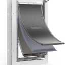Baboni 3-Flaps Pet Door for Interior and Exterior Doors, Steel Frame and Telescoping Tunnel, Strong and Durable Dog Door (Pets Up to 40 Lb) -Medium