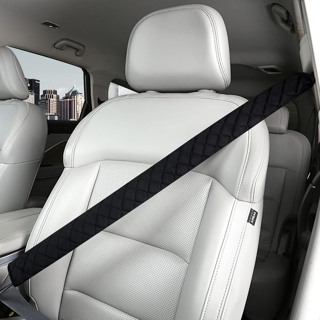 Extra Long Seatbelt Covers for Adults Kids Women & Men, Soft Car Seat Belt Strap Cushion for for truck & bus drivers only, Shoulder Neck Chest Protector Pads, 1pc, Black, 29.5in