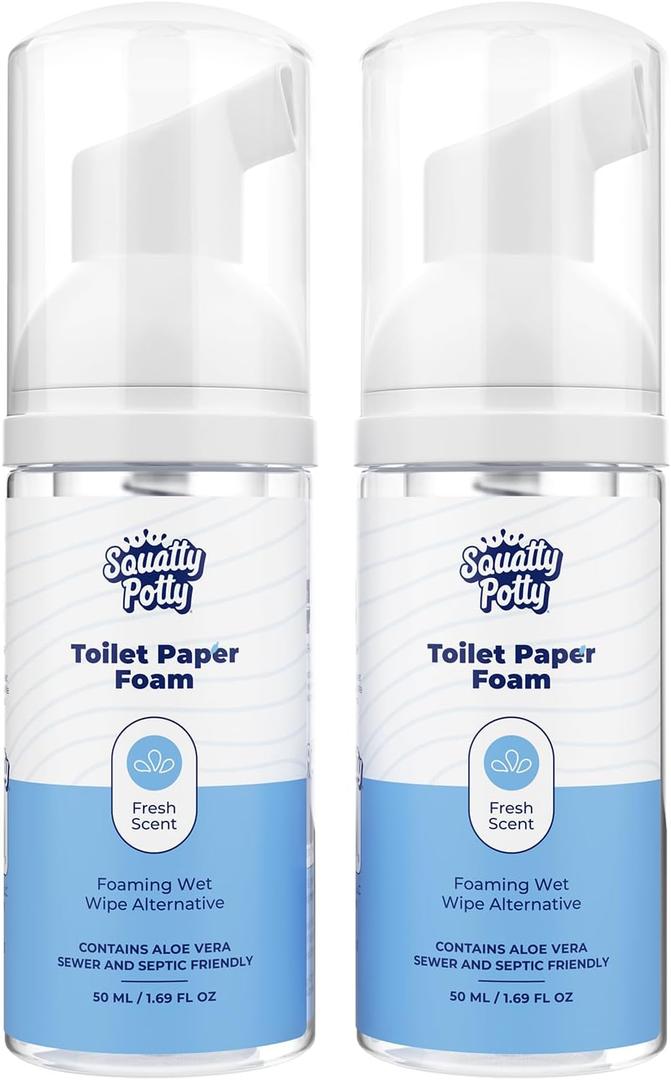 Squatty Potty Toilet Tissue Paper Foam Instant Wet Wipe Alternative - 2 Pack, 50 ml, 1.69 Fl Oz