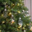 8 Pcs Clear Christmas Ornaments Irregular Shaped Fillable Ornament Crafts Xmas Tree Decoration Creative for Holiday Pendant (Heart&Bulb)