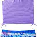 Angel season Girls Swimwear Teen Girl Tankini 2 Piece Swimsuit for Younth Bathing Suit Size 13-14 Two Piece Set Summer Beach Modest Swimsuit UPF 50+ Tween Swimming Suit Junior Tank Purple Hawaii