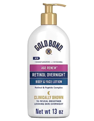 Gold Bond Age Renew Retinol Overnight Body & Face Lotion, Retinol Face and Body Lotion with Peptide Complex, 13 oz