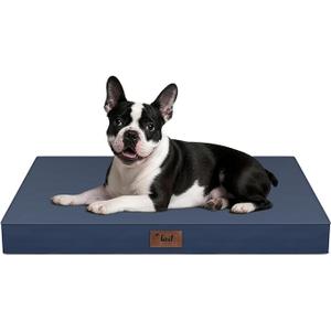Tail Stories Outdoor Dog Bed for Small Dogs & Cats, Waterproof Dog Crate Mat Orthopedic Egg Crate Foam with Washable Removable Oxford Cover, Navy, Size: 23"*17"