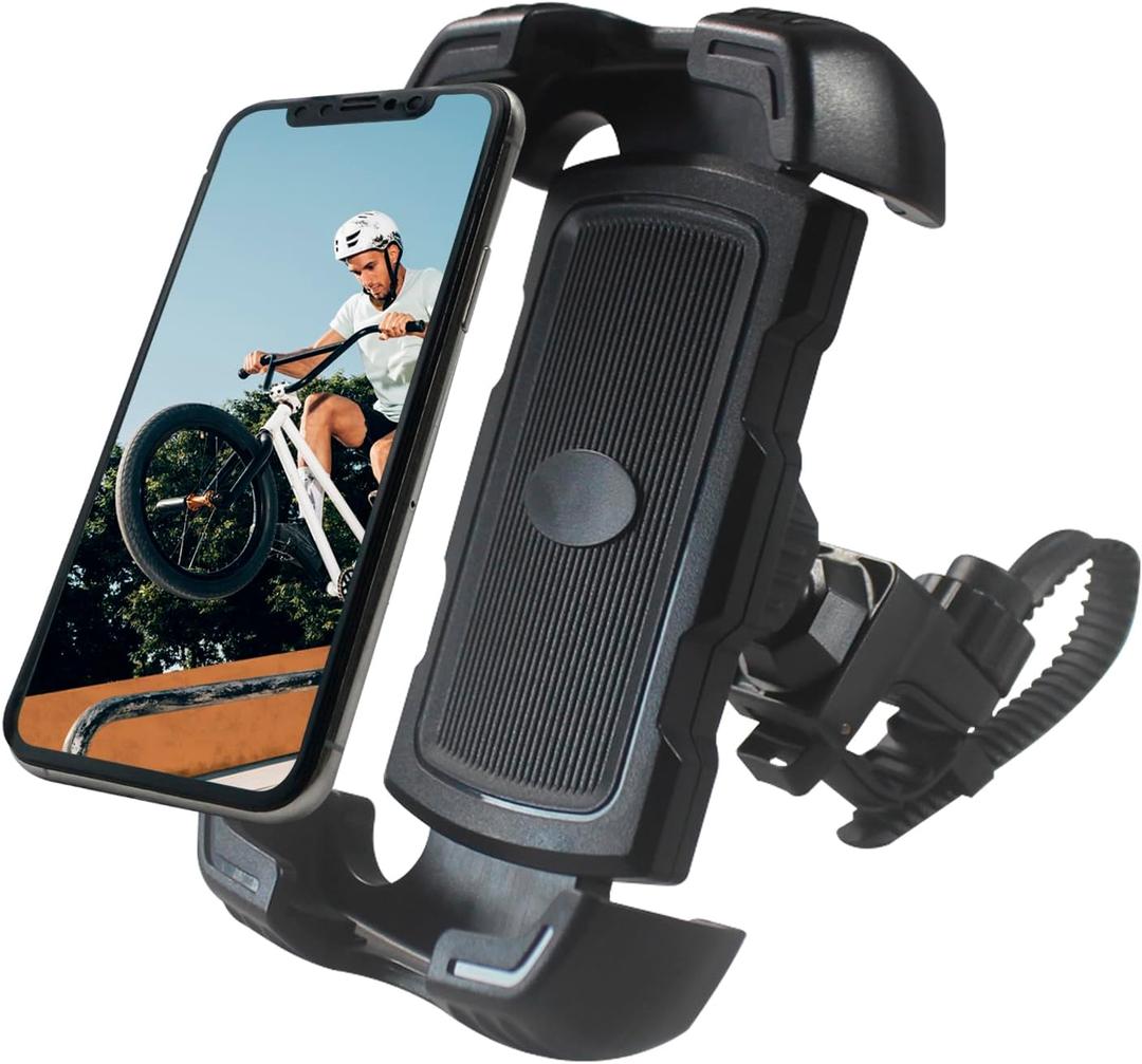 Bike Phone Holder Upgraded Adjustable Strap Universal Motorcycle Phone Mount Compatible with All Cell Phones and All Cases, Black