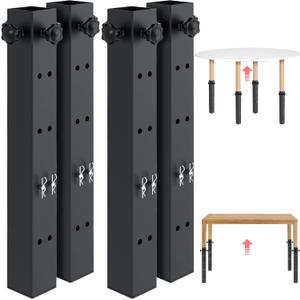 woiron 4 Pcs Table Leg Extenders for Folding Tables, Adjustable Folding Table Leg Extensions, for Square Straight Legs,Raise Table Height 3.4"/6.6"/9.8"/13"(Inner Diameter 1.86")