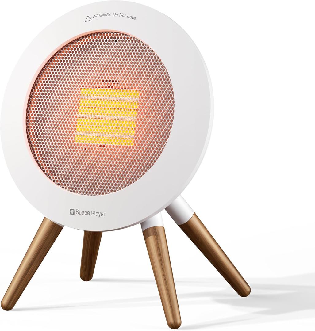 2026 Upgraded Portable Electric SpaceHeater Indoor Use, 1000W Energy-Saving PTC Ceramic Heater with Thermostat, 36dB Low-Noise, Overheat & Tip-Over Protection, 2 Modes - Home Bedroom Office (White)