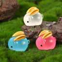 7 x 14 PCS Easter Mini Rabbits Bulk Resin Bunny Figurines for Miniature Landscape Garden Aquarium Potted Accessories Home Prank Game Dollhouse Decor