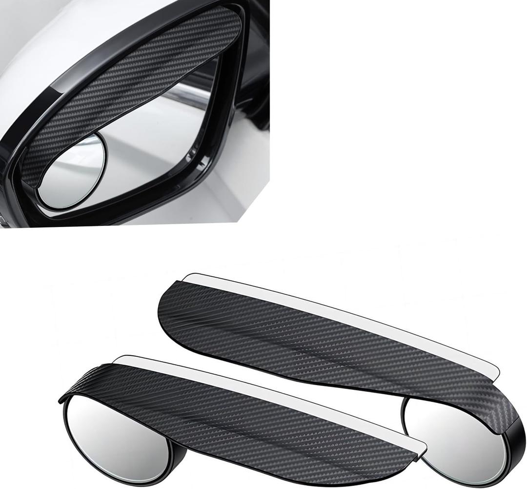 2 PCS Car Rearview Mirror Auxiliary Accessories, 6.69In x 2.16In Waterproof ABS Glass Vehicle Rain Eyebrow, Universal Automotive Reverse Mirror Accessories (Carbon Fiber Black)