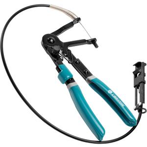 LIBRATON Flexible Hose Clamp Pliers, 27.5" Radiator Hose Clamp Pliers, 8-50mm Adjustable Ratcheting Spring Clamp Removal Tool, Ergonomic Handle for Automotive, Oil, and Machinery Maintenance