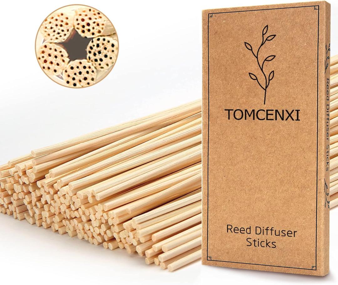 TOMCENXI 120PCS Reed Diffuser Sticks,7.5 Inch Natural Rattan Sticks,Essential Oil Aroma Diffuser Replacements Sticks