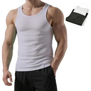 TrailTech Men's Ribbed Tank Tops Knit Casual Sleeveless Workout Muscle T Shirt Gym Undershirts Beach Tank XL