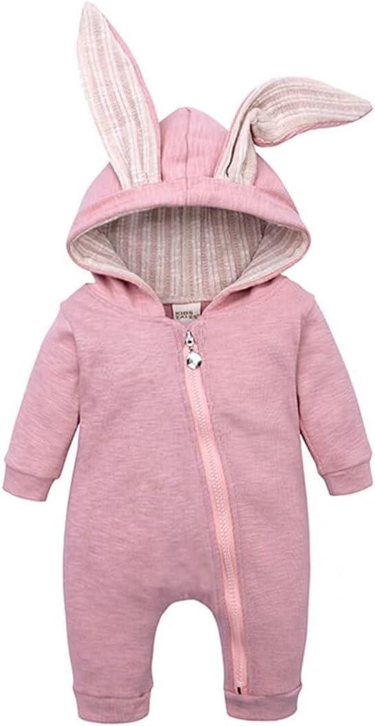 Baby Bunny Costume, Girl or Boy Easter Outfit, Unisex Toddler Rabbit Dress Up Romper, My First Easter Outfit (0-3 Months, Pink)
