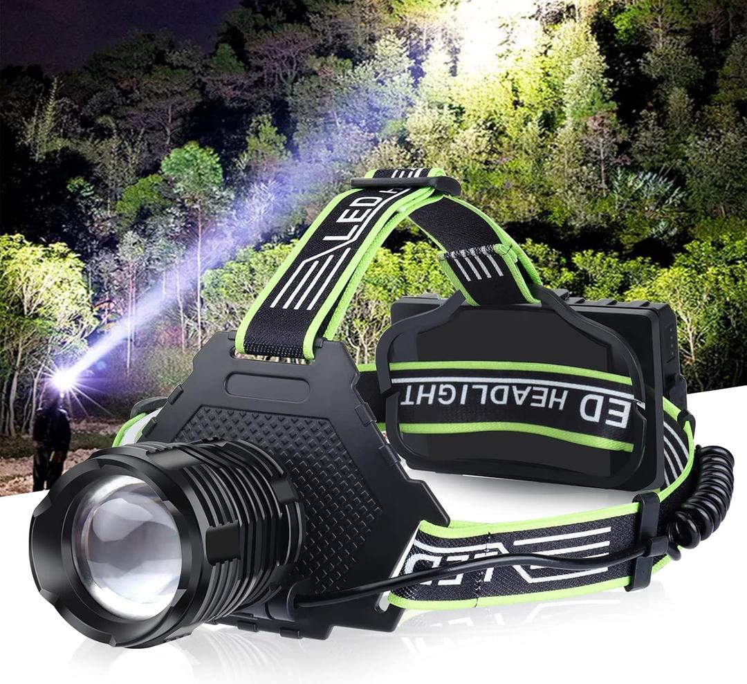 BUD K Rechargeable LED Headlamp, 1000 Lumens Super Bright Headlamp Flashlight with Motion Sensor, 8 Modes, 135Adjustable, IPX7 Waterproof Head Lamp for Camping, Running, Climbing, Hiking (Green)