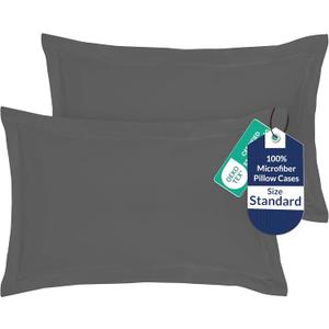 Royale Linens Pillow Shams 2 Pack Standard Size 20x26 Inch- Brushed 1800 Microfiber - Bed Pillow Shams, Wrinkle Resistant Super Soft and Cozy- Back Overlap Closure - Oxford Pillowcase (Standard, Grey)