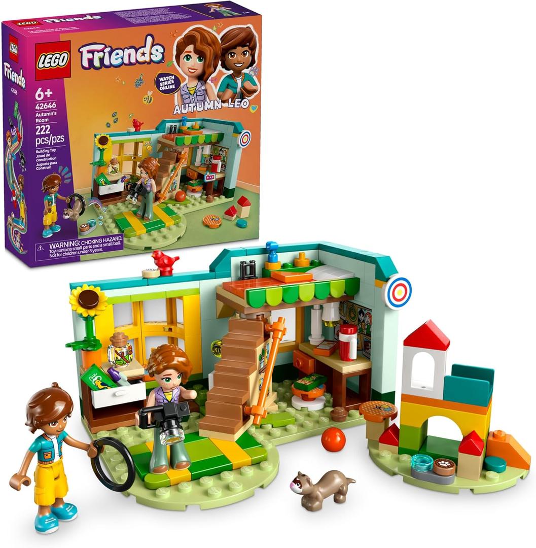 LEGO Friends Autumns Room Building Toy - Pretend Play Set for Kids, Girls and Boys, Ages 6+ - with 2 Minidolls, Bandit The Ferret, and Bird Figure - Gift Idea for Birthdays - 42646