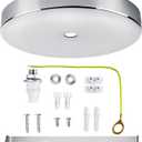Arturesthome 7" Silver Ceiling Canopy Light Kit Rewind Single Hole with Hardware,Ceiling Plate for Pendant Lighting Chandelier, Screw Fixing on Both Sides (7.08 Inch)