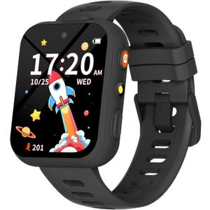 BIGGERFIVE Smart Watch for Kids with Dual Cameras, 30 Puzzle Games, Video & Music Player, Audiobooks, Flashlight, Pedometer, Calculator, Educational Toys Birthday Gifts for Boys Girls Ages 4-10 Black