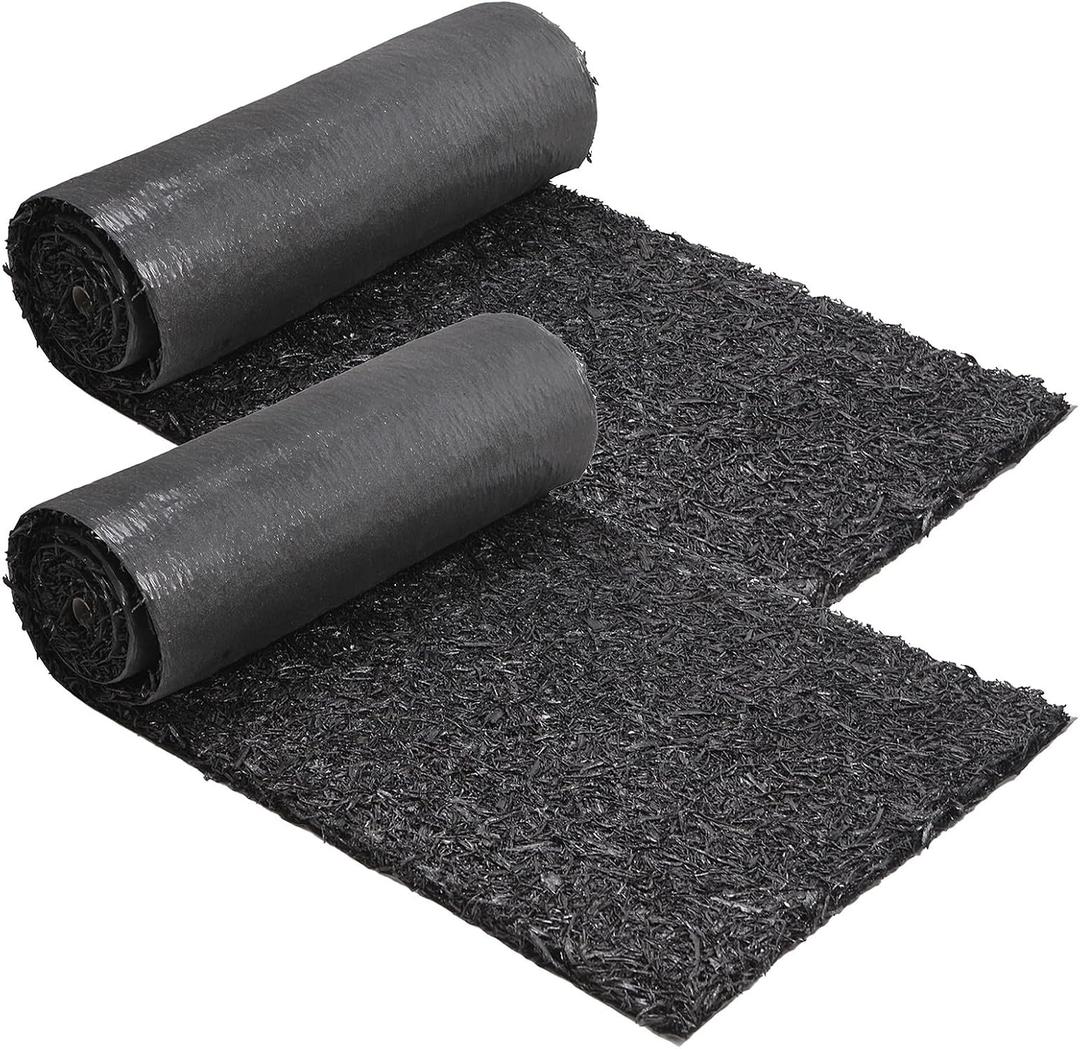 Sekcen 2 Pack Rubber Mulch Roll Mat for Landscaping Recycled Rubber Walkway Black Permanent Mulch Pathway Playground 8' x 2' 