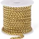 16.5FT 18K Gold Plated Wheat Chains Roll 4mm Gold Stainless Steel Wheat Link Chain Spool Bulk for Jewelry Making