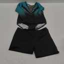 BAOHULU Gymnastics Leotards for Girls Long Sleeve Sparkly Cute Pattern Dance Outfit with Matching Shorts Set (13-14 Years)