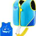 Kids Swim Vest Neoprene Swimming Aid with Adjustable Safety Strap for Age 1-3 and 3-6 (220-Blue)