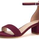 PARTY Women's Open Toe Ankle Strap Low Block Chunky Heels Sandals,7.5