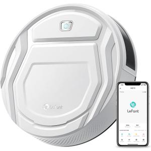 Lefant Robot Vacuum Cleaner, Strong Suction, 120 Mins Runtime, Slim, Low Noise, Automatic Self-Charging, Wi-Fi/App/Alexa Control, Ideal for Pet Hair Hard Floor and Daily Cleaning, M210, White