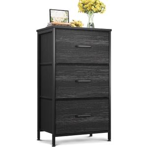 AODK Dresser for Bedroom Nightstand Small Dressers Chest of Drawers End Table for Living Room, Closet Dresser with 3 Storage Drawers Organizer Clothes, Charcoal Black