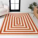 JONATHAN Y Bandol Mitre Stripe Terracotta/Ivory Indoor Area Rug, 5x8, Modern, Classic, Geometric, Easy-Cleaning for Living Room, Bedroom, Kitchen, Pet Friendly, Non-Shedding (MOH211B-5)