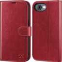 OCASE Compatible with iPhone 16e Wallet Case, PU Leather Flip Folio Case with Card Holders RFID Blocking Kickstand [Shockproof TPU Inner Shell] Phone Cover 6.1 Inch 2025, Red