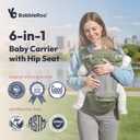 BabbleRoo 6-in-1 Baby Carrier with Hip Seat, Ergonomic Newborn to Toddler Carrier 7–50 lbs, Front Back Hip Carry, Lumbar Support, Sun Hood, Safety-Certified, Seaweed Green