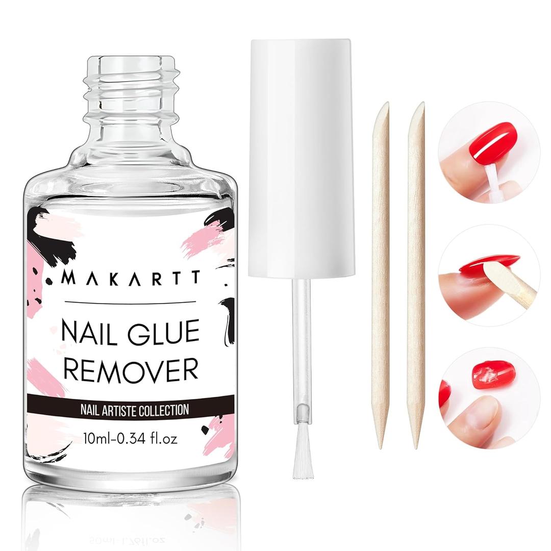 Makartt Nail Glue Remover for Press on Nails: 10ML Glue Off for Nail Tips Acrylic Nails Fake Nails Debonder Adhessive Remover Acetone-free Nail Polish Remover, Can't Remove Gel Nail Polish