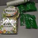 FillTouch 350 Pcs Dinosaur Baby Shower Party Favor Rawr Its a Boy Disposable Tableware Napkins Cups Knives Forks Spoons for 50 Guests Dino Birthday Party Decoration