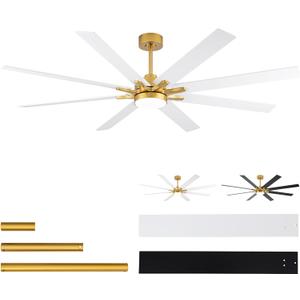 72'' Ceiling Fan with Lights and Remote, Low Profile Modern Ceiling Fan Gold, 6 Speed, Reversible, 3000k-6000k LED, Quiet DC Motor for Indoor Outdoor Bedroom Living Room