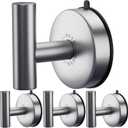 DGYB Large Suction Cup Hooks for Shower Set of 4 - Brushed Nickel Towel Hooks for Bathrooms - Stainless Steel Removable Wall Hooks - 15 Lb Heavy Duty Hanging