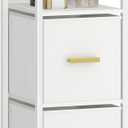 Hzuaneri Bathroom Storage Cabinet, 3-Tier Small Floor Cabinet with Adjustable Fabric Drawers, Multifunctional Corner Unit, Storage Organizer Rack Stand for Bathroom, Living Room, White BC17203W