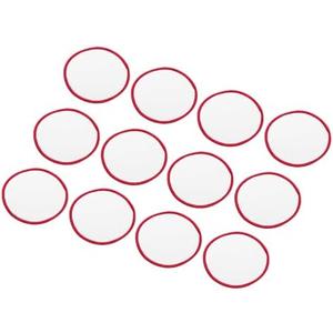 MECCANIXITY 15pcs Sublimation Patch Blank, 7.5cm/2.95 Inch Round Fabric Iron-on Blank Heat Transfer Repair Patch for DIY Crafts Caps Clothes, White with Red Border