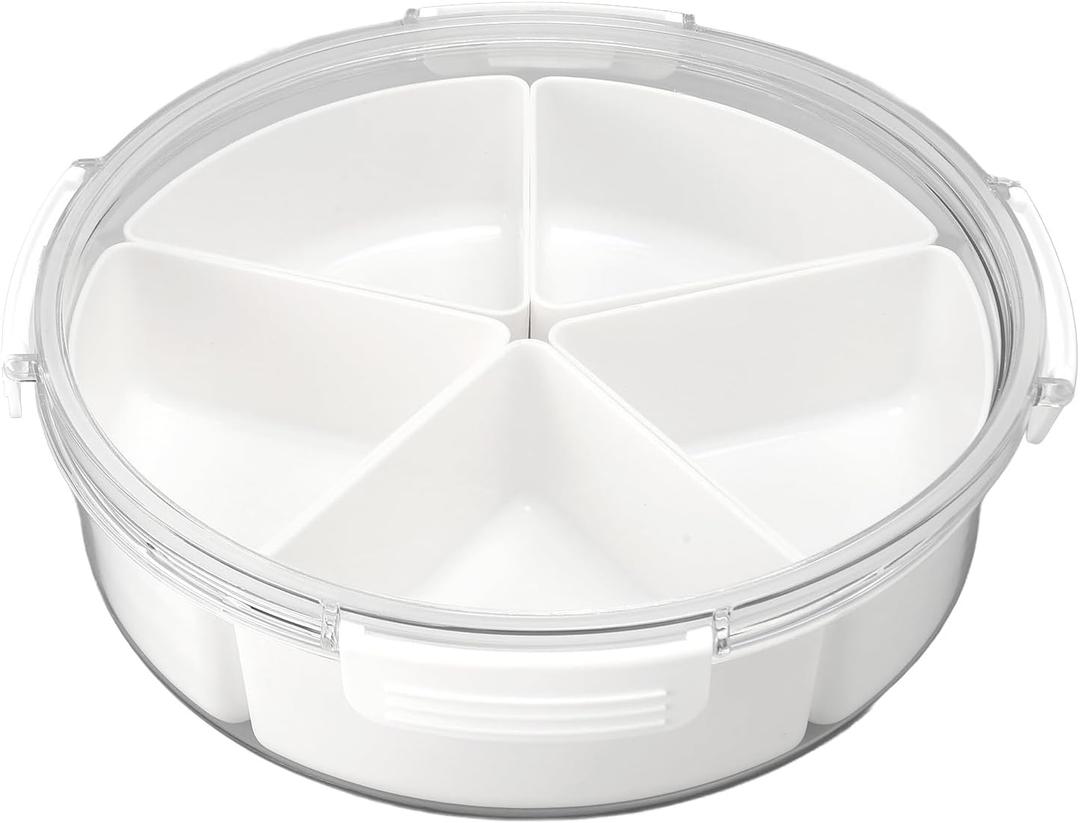 SASKATE Sensory Bin with Lid, Removable Storage Inserts 5 Grids, Multifunctional Sensory Bins for Autistic Toddler Crafts White
